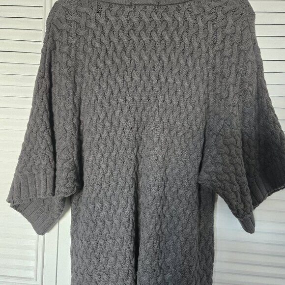 Macy's | Style & Co | Cable Knit Grey Cardigan Sweater/Poncho - Picture 4 of 6